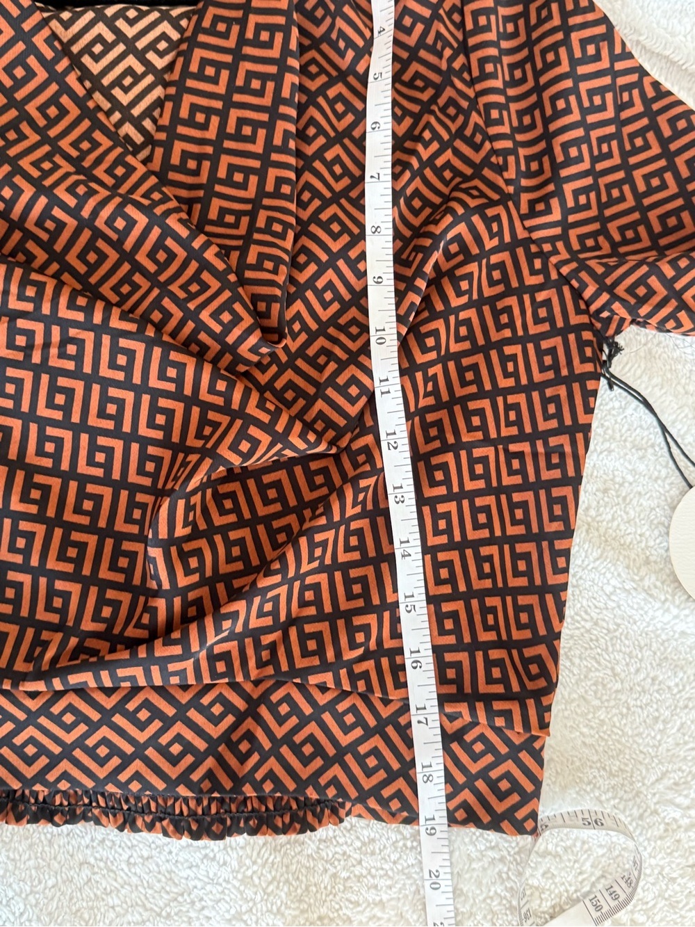 Milk & Honey Geometric Print Rust Cowl Neck Women's Blouse - Picture 7 of 7
